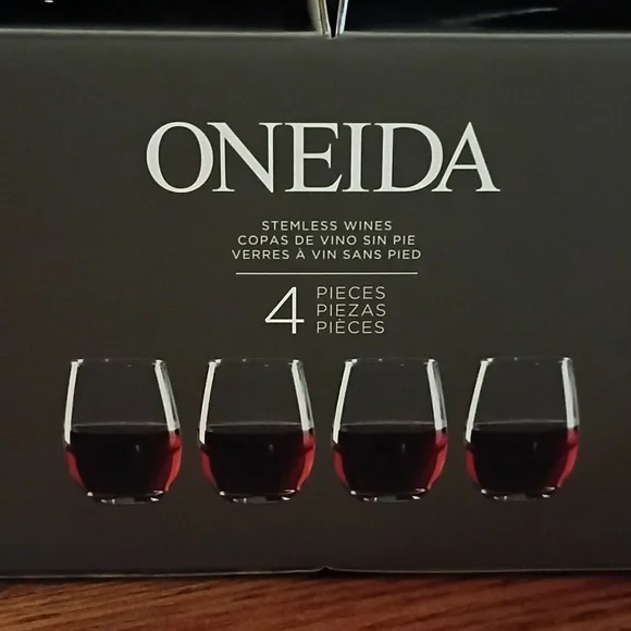 Oneida Clear Stemless Wine Glass Set - Picture 6 of 7